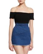 Smocked Off-the-shoulder Bodysuit