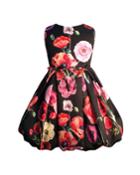 Girl's Floral Print Taffeta Dress,