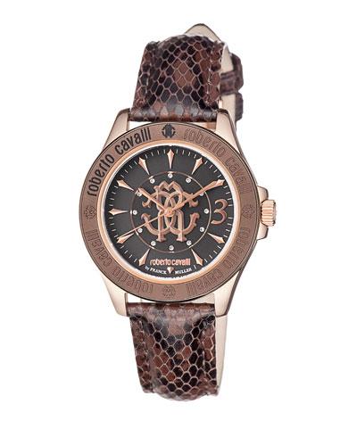 37mm Rose Golden Watch W/ Calfskin