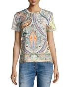 Classic Paisley Short-sleeve Top, Gold