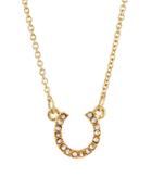 Pave Crystal Horseshoe Pendant Necklace, Gold