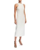 Fringed Crepe Racerback Column Dress