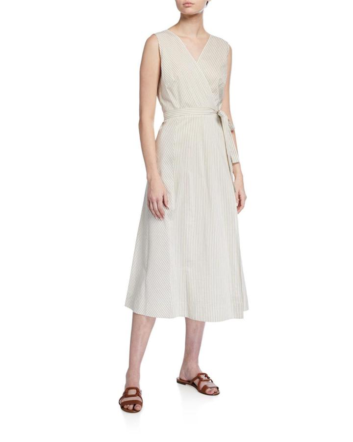 Siri Sonata-stripe Sleeveless Wrap Dress