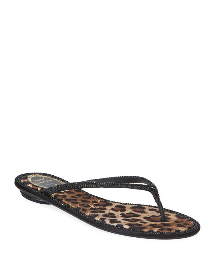 Flat Leopard-lined Thong