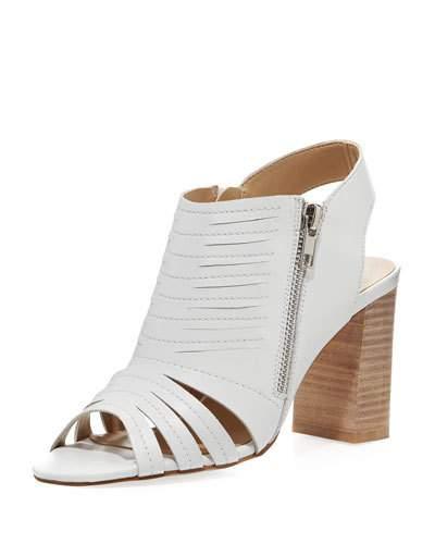 Benny Laser-cut Zip Bootie, White