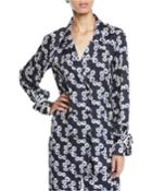 Double-breasted Floral-print Shirt W/ Tie Cuffs