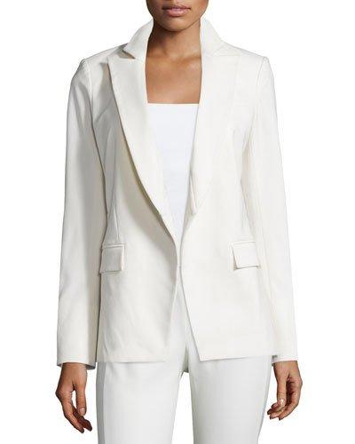 Palm Belted Open-front Jacket, White