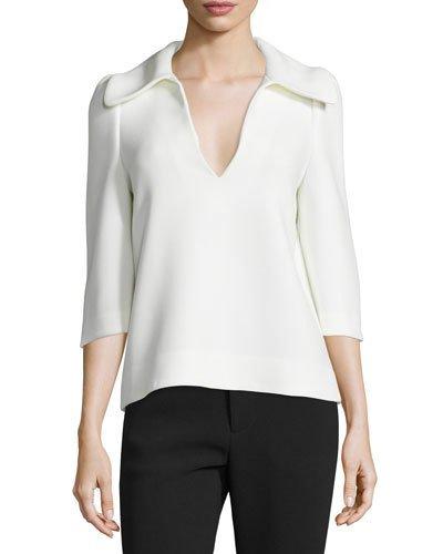 3/4-sleeve Oversized-collar Top