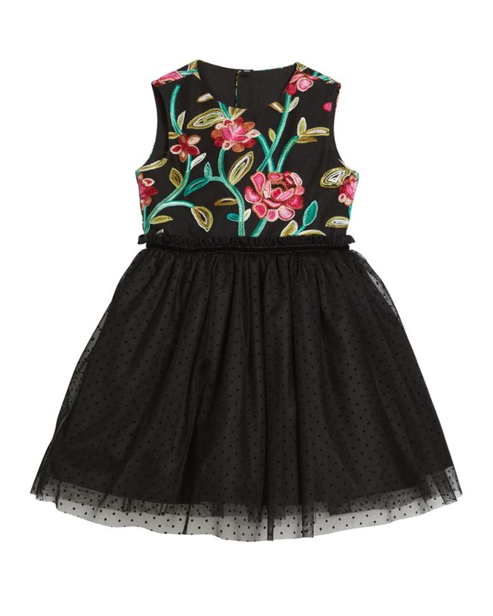 Flower Embroidered & Tulle Dress,