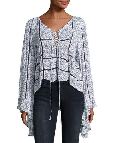 Wild Love Bell-sleeve Blouse, White