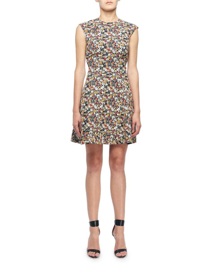 Sleeveless Mini Floral-print Fit & Flare Dress