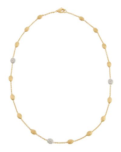 Siviglia 18k Small Pave Diamond Bead Necklace