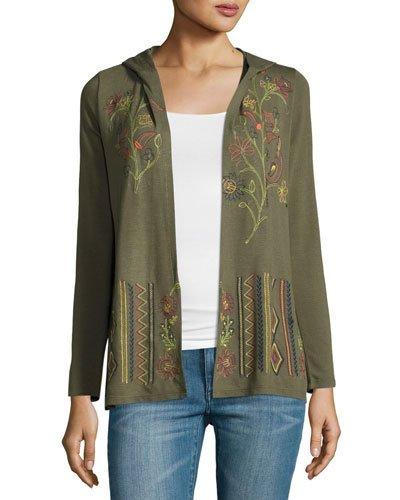 Open-front Embroidered Cardigan