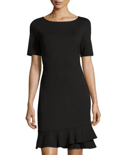 Serafina Ruffle-hem Dress, Black