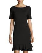 Serafina Ruffle-hem Dress, Black