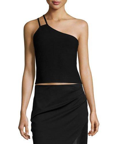 One-shoulder Crop Top, Black