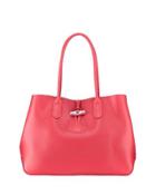 Roseau Leather Small Tote Bag, Pink