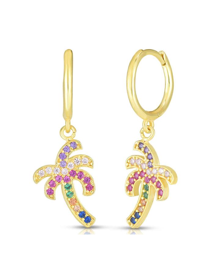 Gold-plated Palm Tree Huggie Earrings
