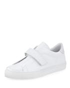 Men's Leather Grip-strap Sneakers, White