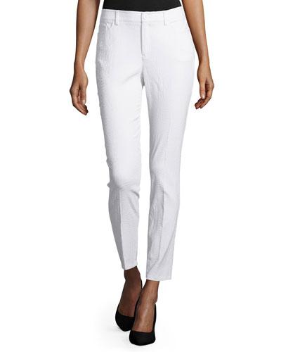 Textured Stretch Denim Skinny Jeans, White