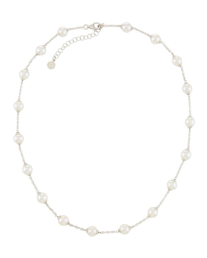 Multi-pearl Chain Necklace, White