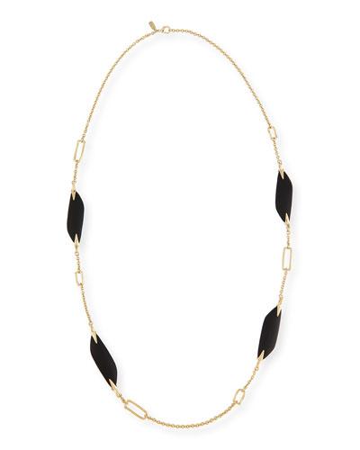 Reversible Liquid Link Station Necklace In Black,