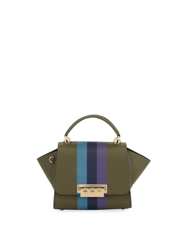 Eartha Iconic Racing Stripes Leather Crossbody Bag, Dark Green