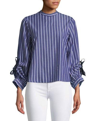 Bow-sleeve High-neck Blouse