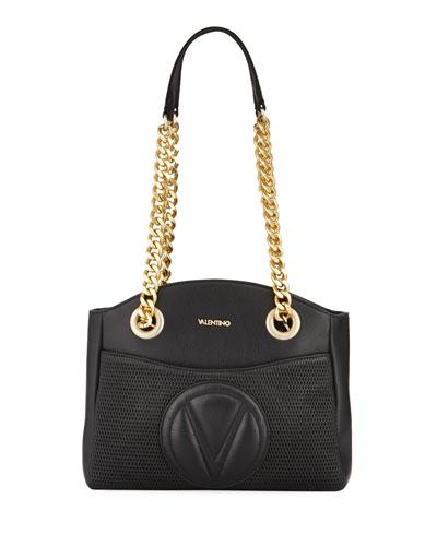 Camelie Leather Shoulder Bag, Black