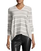 Pinstriped Knit Top, Black/white
