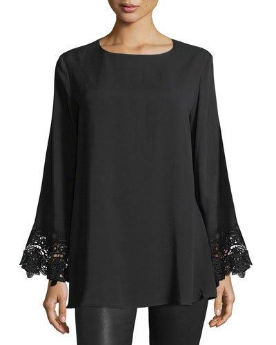 Lace-cuff Tunic Top