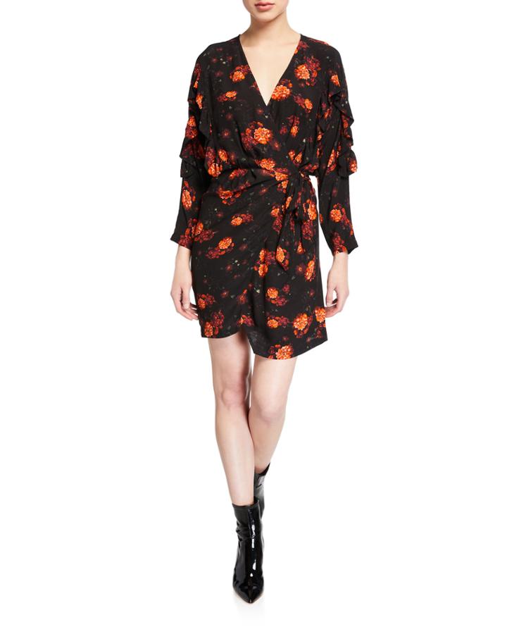 Nucha Floral-print Ruffle Wrap Dress