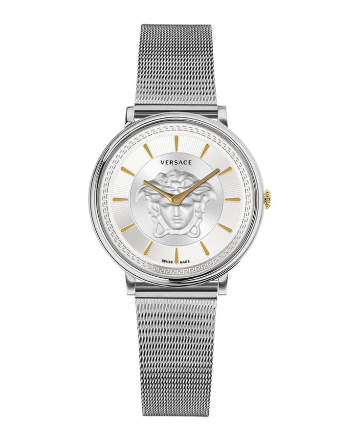 38mm V-circle Watch With Mesh Bracelet,