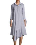 Leighton Striped Asymmetric-hem Dress