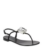 Jeweled Suede Flat Thong