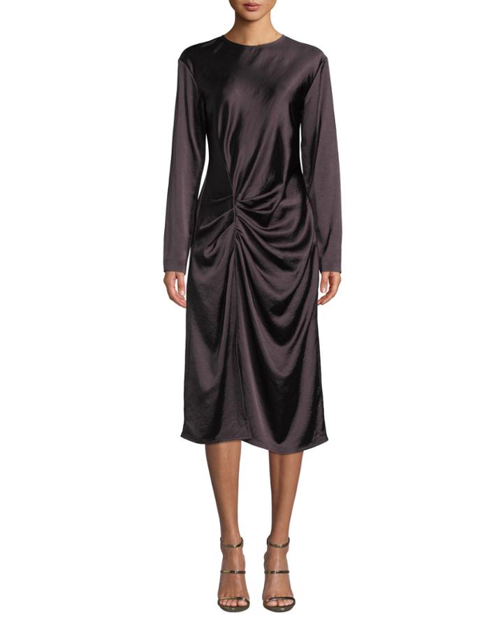Draped Long-sleeve Twill