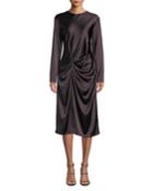 Draped Long-sleeve Twill