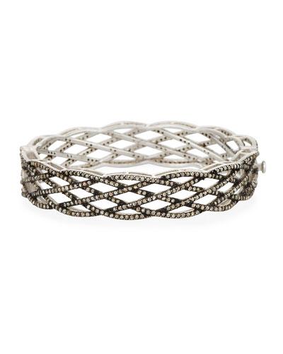 Sterling Silver Woven Diamond Bangle Bracelet