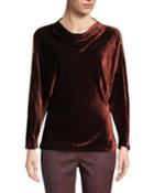 Miller Cowl-neck Velvet Long-sleeve Top