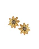 18k Margherita Flower Earrings W/ Diamonds &