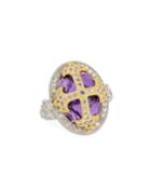 Fleur Cross-over Stone Ring With Amethyst Quartz,