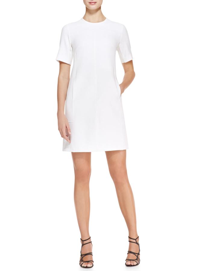 Seamed Crepe Tunic Dress