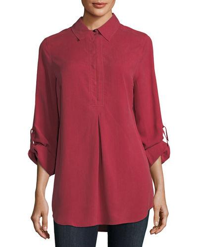 Tina Silk Broadcloth Roll-sleeve