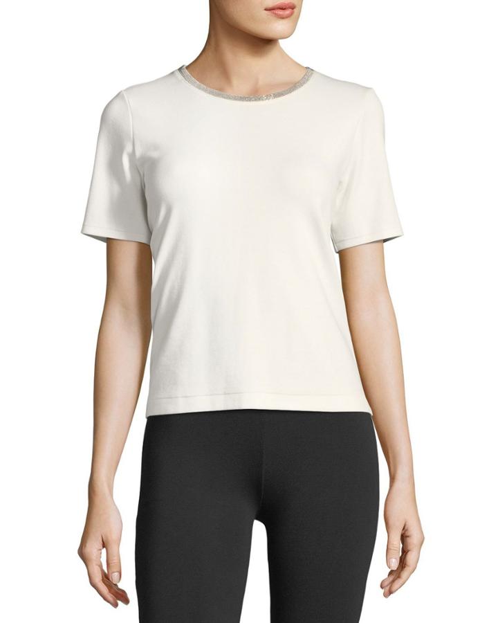 Embellished Crewneck Short-sleeve Top