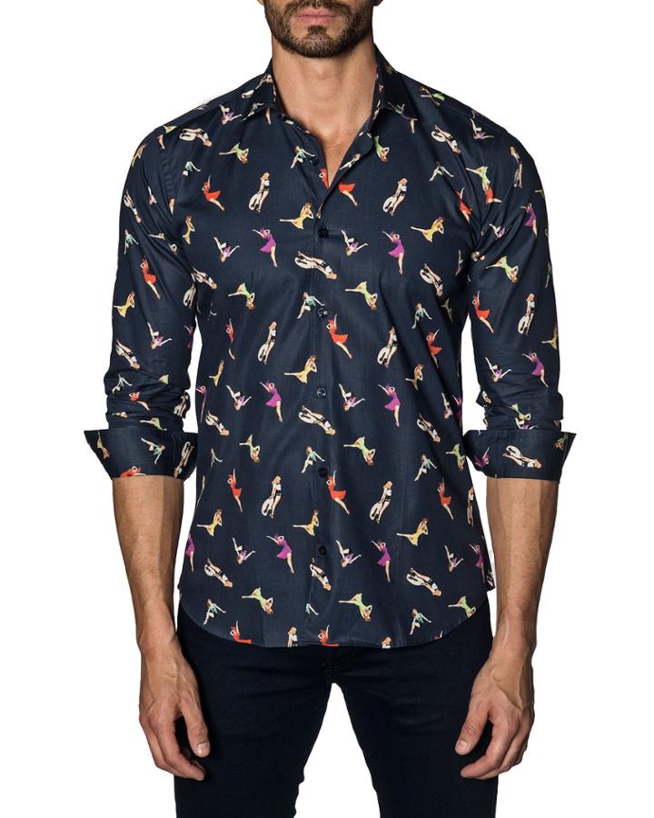 Men's Semi-fitted Pinup-print