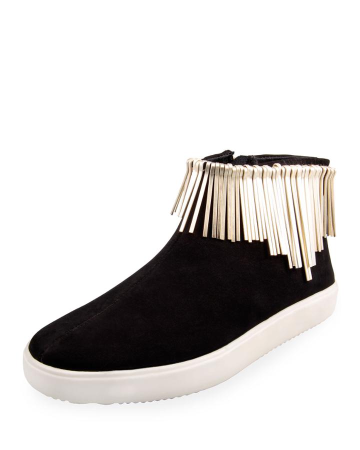Melissa Metal-fringe Sneakers, Black