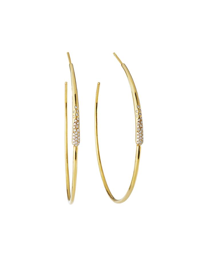 18k Stardust Diamond Pave Hoop Earrings