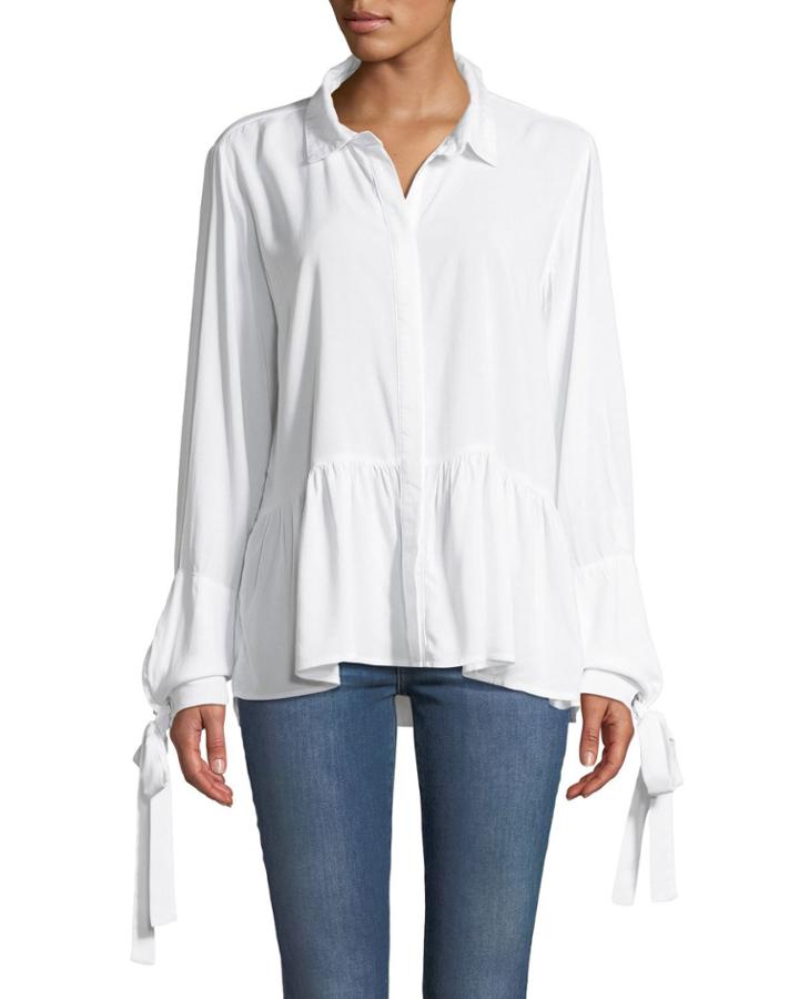 Artesia Tie-sleeve Peplum Hem Blouse