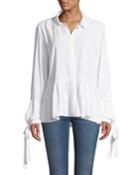 Artesia Tie-sleeve Peplum Hem Blouse