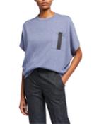 Cashmere Short-sleeve Monili-strip Pocket